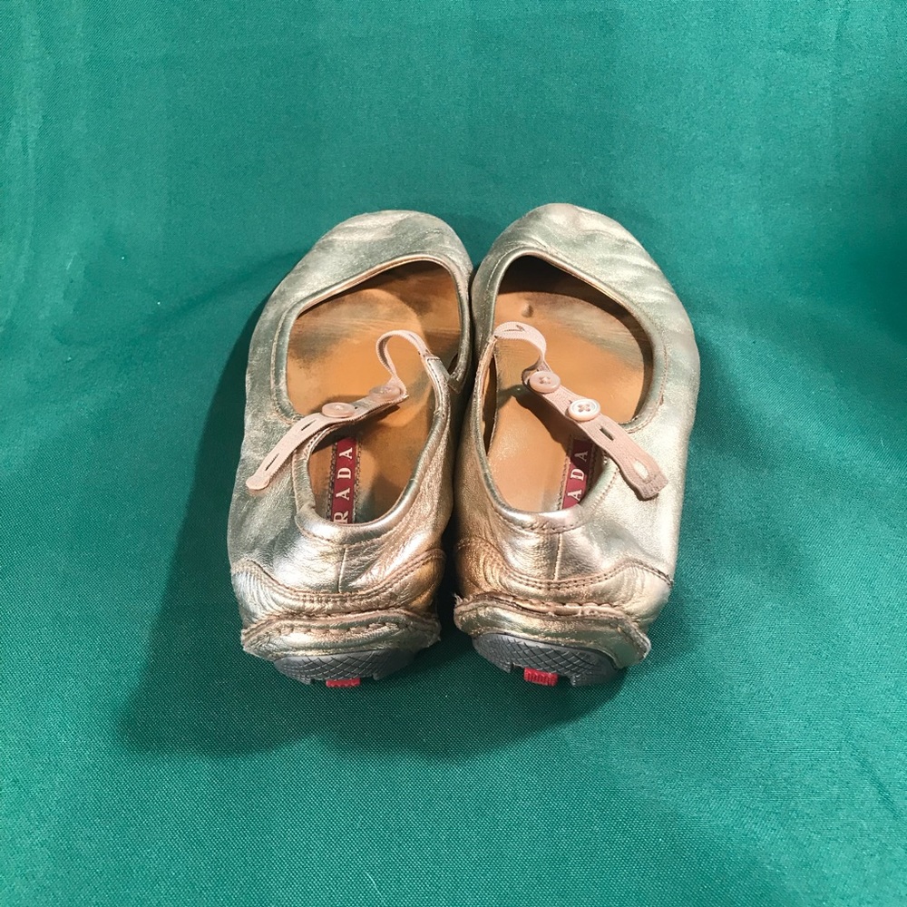 Gold Prada Ballet Flats - Picture 2 of 5